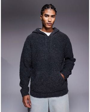 ASOS Oversized Knitted Boucle Hoodie - Blue