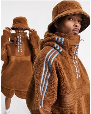Ivy Park Adidas X - Teddy Hoodie Met Halve Rits - Bruin