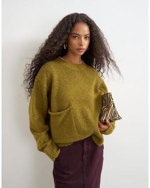 TOPSHOP Knit Pocket Sweater - Green
