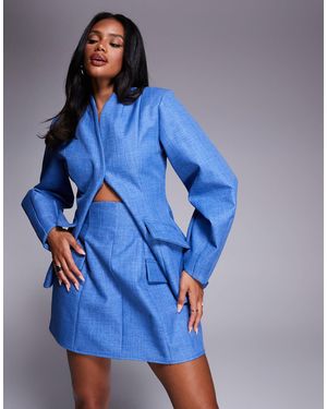 ASOS Structured Linen Sculpted Mini Skirt Co-ord - Blue