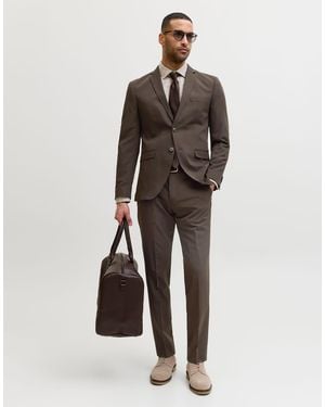 Jack & Jones Single Breasted Blazer And Tailored Trousers - Brown