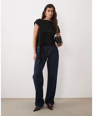 ASOS Strukturiertes oberteil mit schalkragen und überschnittenen schultern - Blau