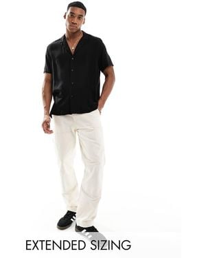 ASOS Loose Fit Viscose Shirt With Deep Revere Collar - Black