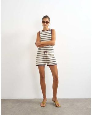 TOPSHOP Short Coordinato A Righe Color Crema - Bianco