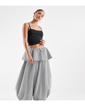 ASOS Asos Design Petite Balloon Trousers With Skirt Overlay Detail - Grey
