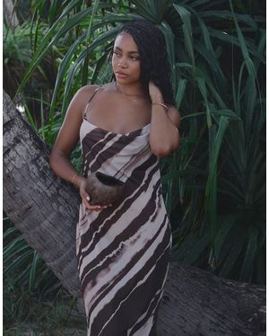4th & Reckless X loz vassallo – ocean – maxi-strandkleid mit abstraktem print - Grau