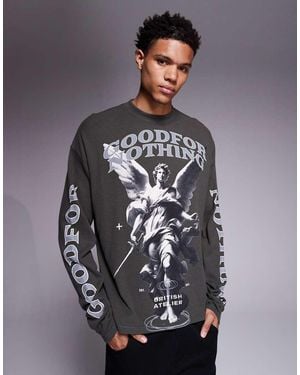 Good For Nothing Long Sleeve Waffle T-Shirt - Grey