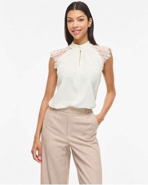Vila Short Sleeved Top - White