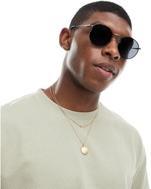 ASOS Round 90S Sunglasses With Smoke Lens And Metal Frame - Gray