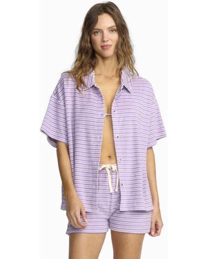 Billabong Josie Stripe Beachy Shirt - Purple