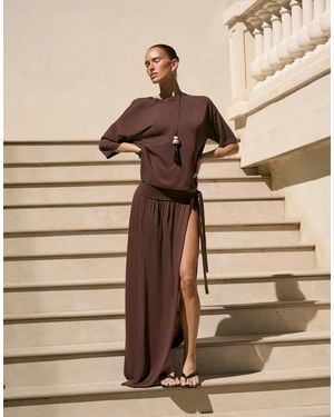 4th & Reckless – maxi-strandrock aus feinstrick - Natur
