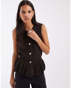 ASOS Knitted Tank With Gold Button Detailing - Brown