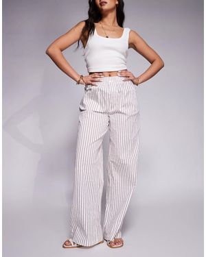 The Couture Club Wide Leg Double Layer Stripe Trouser - Red