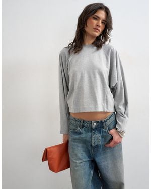 TOPSHOP Raglan Cinch Cuff Long Sleeve Top - Gray