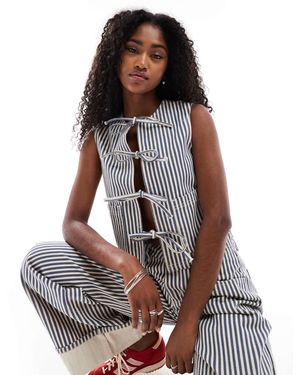 Daisy Street Tie Front Denim Top - Blue