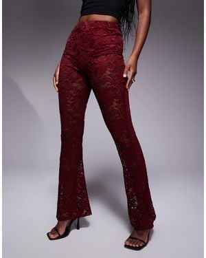 River Island Lace Flare Pants - Red