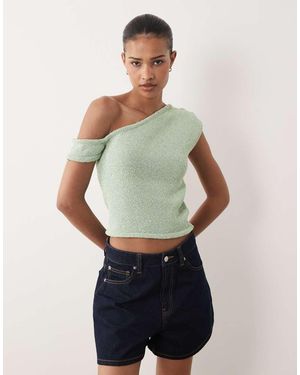 Cotton On Top Verde Con Cuello Asimétrico De Punto Texturizado De
