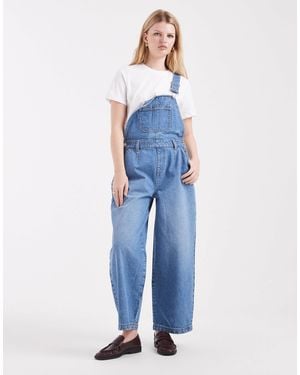 Miss Selfridge Barrel Leg Dungaree - Blue
