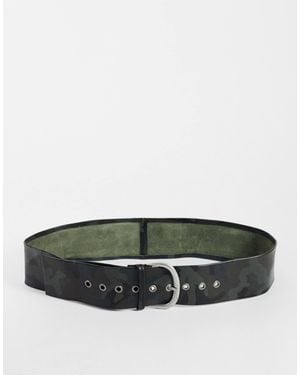 ASOS Ceinture en cuir à imprimé camouflage - Vert