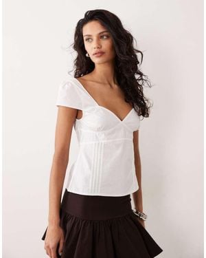 Motel Uliva Cap Sleeve Corset Poplin Top - White