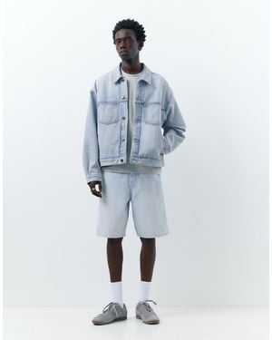 Pull&Bear baggy Denim Bermuda Shorts - Blue