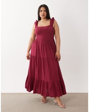 Vila Curve – gestuftes maxikleid - Rot