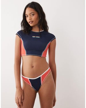 Rip Curl – bikinihose mit hohem beinausschnitt und farbblockdesign - Blau