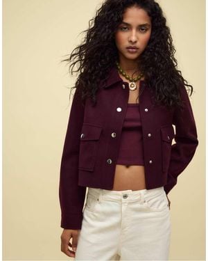 Stradivarius Soft Short Jacket - Purple