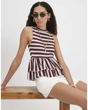 River Island Stripe Textured Peplum Top