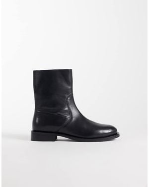 ASOS Alma Real Leather Smart Flat Ankle Boots - Blue