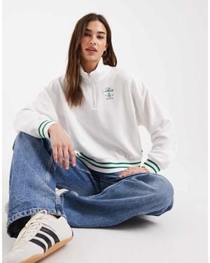 Levi's Sudadera Blanca Con Media Cremallera Y Ribetes De Canalé De - Azul