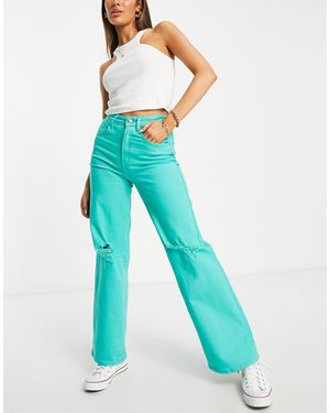 ONLY – hope – jeans mit weitem bein und riss am knie - Grün