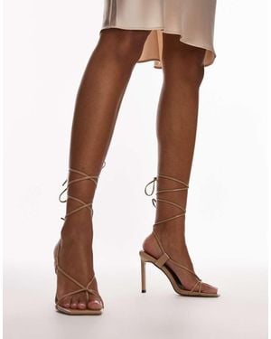 TOPSHOP Gomez High Heeled Sandals With Ankle Tie - Brown