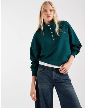 ASOS Sweat henley interlock kaki - Vert