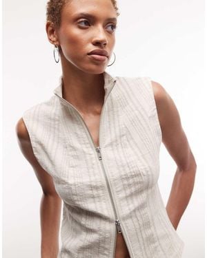Weekday Emy Stripe Dyed Woven Top - Natural