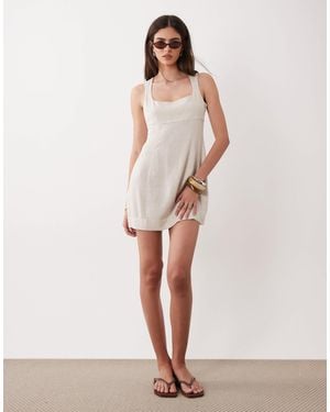 ASOS Square Neck Bodycon Mini Sundress - Natural