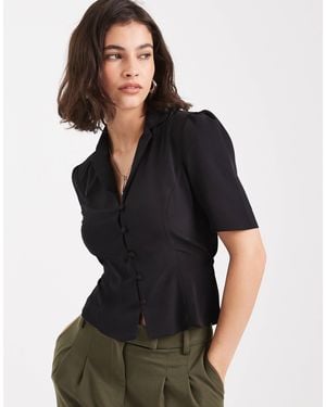 ASOS Tie Waist Tea Blouse - Black