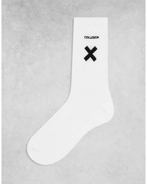 Collusion Calcetines Blancos Con Logo De