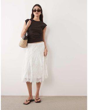 Abercrombie & Fitch All Over Lace Midi Skirt - White