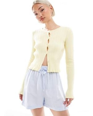New Look Linen Look Pull On Shorts - White