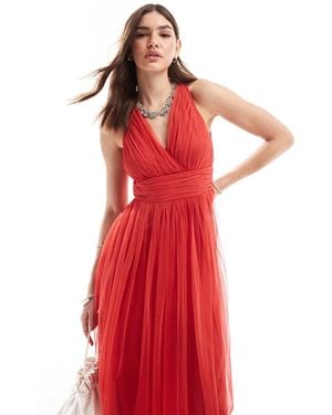 ANAYA Wrap Front Open Back Midaxi Dress - Red
