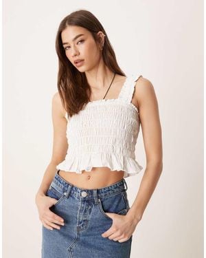Glamorous Shirred Crop Top - Blue