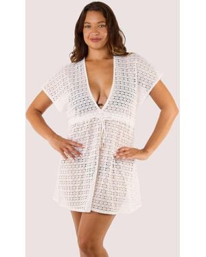 Wolf & Whistle Isla Crochet Beach Kaftan - White