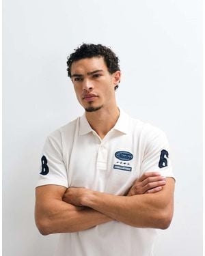Hollister Graphic Football Inspired Slim Fit Polo - White