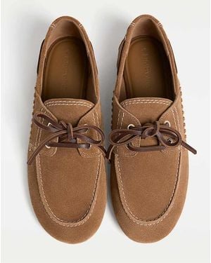 Stradivarius Split Leather Lace-up Loafers - Brown