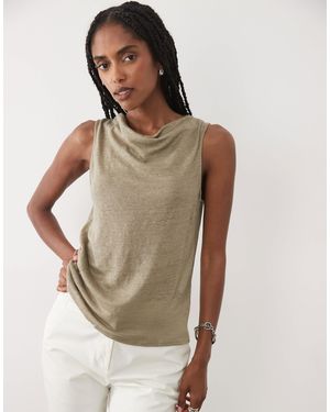 Mango Cowl Neck Sleeveless Top - Natural