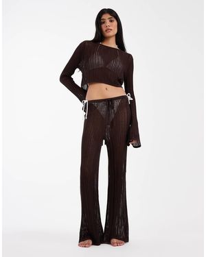 ASOS Polly Pointelle Knitted Beach Trouser - Brown