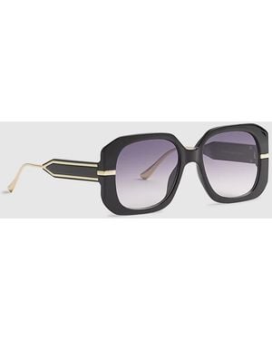 River Island Square Metal Trim Detail Sunglasses - Black