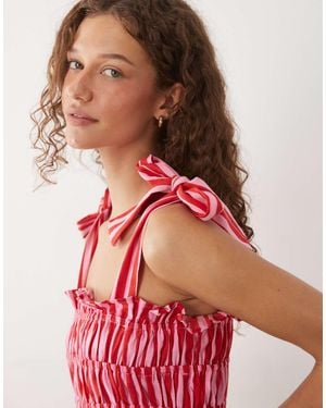 esmé studios Esmee Tie Strap Shirred Beach Crop Top Co-ord