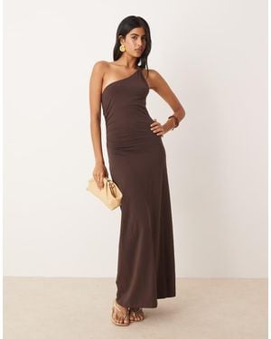 Mango One Shouder Twisted Strap Detail Maxi Dress - Natural